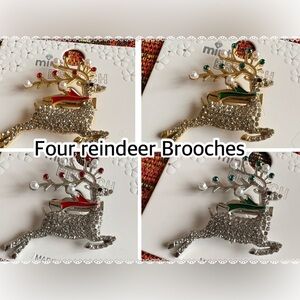 Party Favor Brooches Four Different color reindeer Brooches